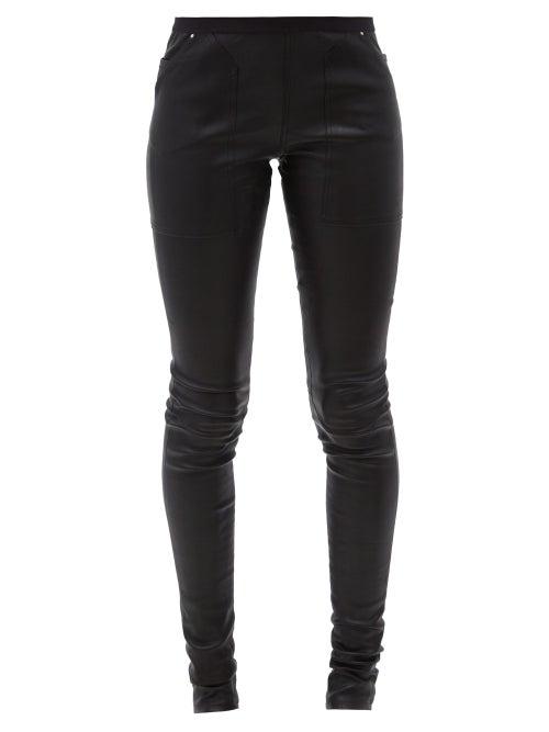 Matchesfashion.com Rick Owens - Slim-fit Bonded-leather Trousers - Womens - Black