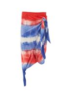 Matchesfashion.com Loewe Paula's Ibiza - Knotted Tie-dye Silk And Cotton Wrap Skirt - Womens - Red Multi