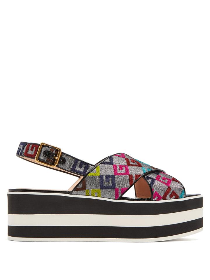 Gucci Peggy Logo-jacquard Flatform Slides