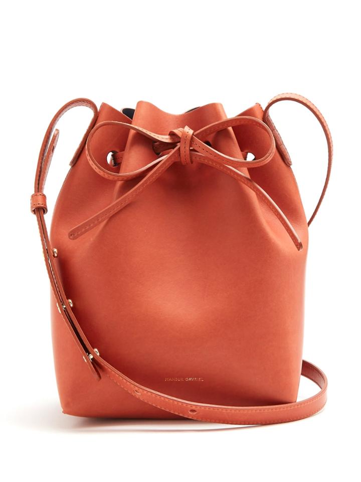 Mansur Gavriel Teal-blue Lined Mini Leather Bucket Bag