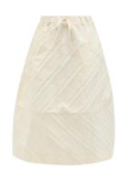 Ganni - High-rise Striped Taffeta A-line Midi Skirt - Womens - Cream