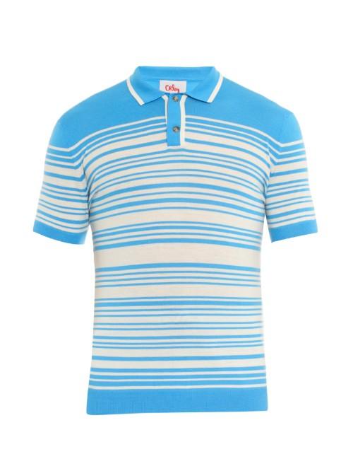 Orley Brooks Striped-knit Polo Shirt