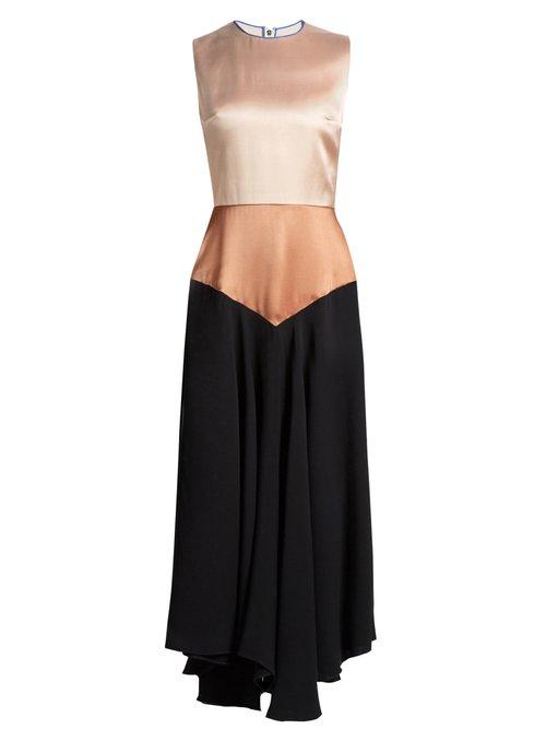 Matchesfashion.com Roksanda - Camillo Sleeveless Satin And Georgette Dress - Womens - Black Multi