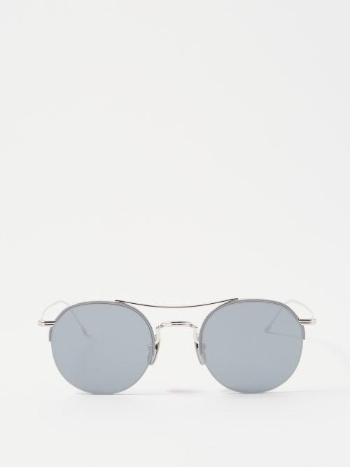 Thom Browne Eyewear - Round Metal Sunglasses - Mens - Silver Black