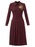 Matchesfashion.com Duncan - Alchemist Bleeding Heart Beaded Wool-blend Dress - Womens - Burgundy