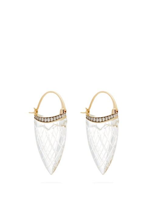 Matchesfashion.com Noor Fares - Sahasrara Diamond, Crystal & 18kt Gold Earrings - Womens - Crystal