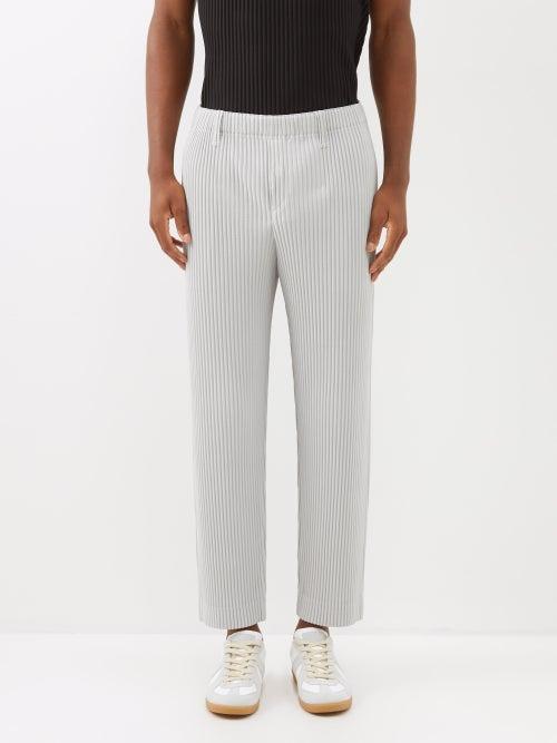 Homme Pliss Issey Miyake - Technical-knit Trousers - Mens - Light Grey