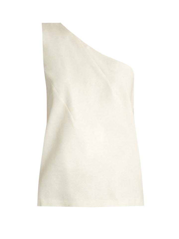 Zeus + Dione Philo One-shoulder Raw-silk Top