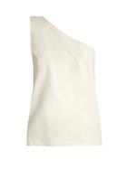 Zeus + Dione Philo One-shoulder Raw-silk Top