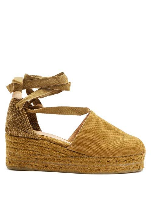 Matchesfashion.com Castaer - Campesina Canvas Wedge Espadrilles - Womens - Khaki