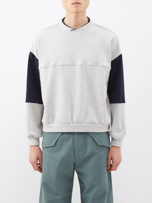 Maryam Nassir Zadeh - Theo Colour-blocked Cotton-jersey Sweatshirt - Mens - Grey