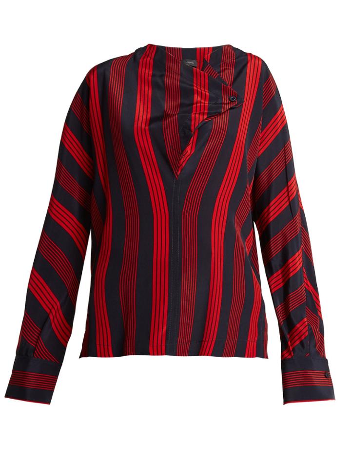 Joseph Leigh Striped Silk Blouse