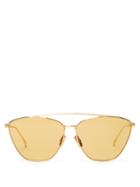 Matchesfashion.com Fendi - Baguette Aviator Metal Sunglasses - Womens - Gold