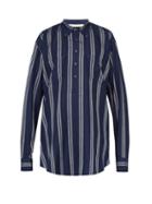 Matchesfashion.com Denis Colomb - Striped Silk Tunic Shirt - Mens - Navy Multi