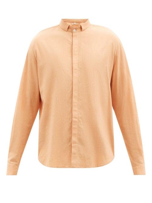 11.11 / Eleven Eleven - Slubbed Cotton-voile Shirt - Mens - Pink