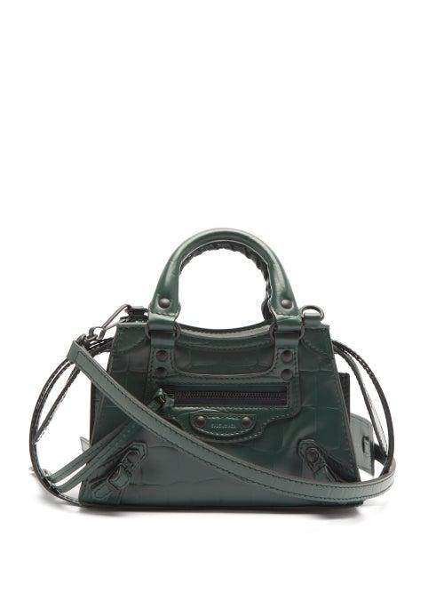 Matchesfashion.com Balenciaga - Neo Classic City Nano Crocodile-effect Leather Bag - Womens - Dark Green