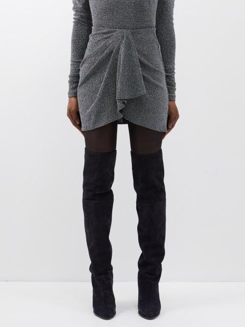 Isabel Marant Toile - Bergen Drape-front Lurex Mini Skirt - Womens - Silver