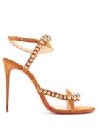 Matchesfashion.com Christian Louboutin - Galeria 100 Stud Embellished Suede Sandals - Womens - Tan