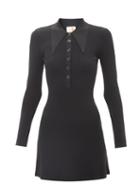 Joostricot - Point-collar Ribbed Lurex-jersey Mini Dress - Womens - Black
