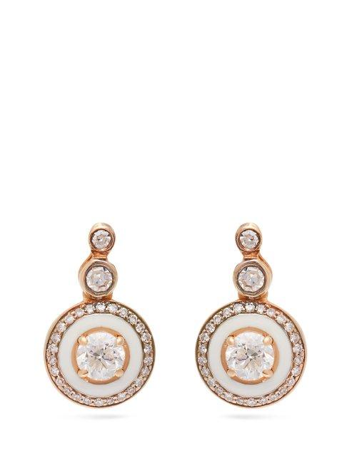 Matchesfashion.com Selim Mouzannar - 18kt Rose Gold And Diamond Earrings - Womens - White