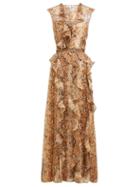 Matchesfashion.com Diane Von Furstenberg - Lacey Python Printed Silk Chiffon Wrap Dress - Womens - Brown Print