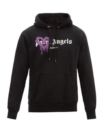 Palm Angels - Aspen Logo-print Jersey Hooded Sweatshirt - Mens - Black