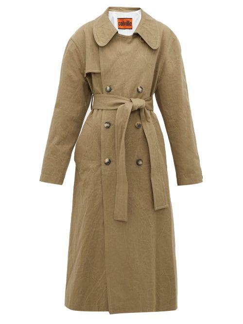 Matchesfashion.com Colville - Oversized Crushed Cotton Gabardine Trench Coat - Womens - Beige