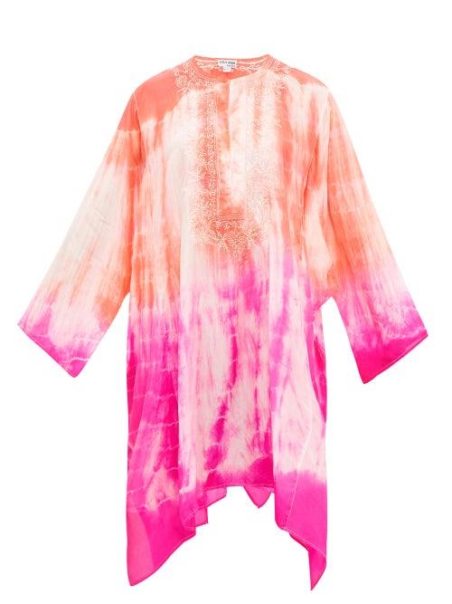 Matchesfashion.com Juliet Dunn - Embroidered Tie-dye Silk Kaftan - Womens - Pink Multi