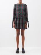 Shrimps - Oliver Wool-tartan Mini Dress - Womens - Navy
