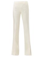 Matchesfashion.com Giambattista Valli - Flared Wool Crepe Trousers - Womens - Ivory