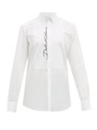 Matchesfashion.com Dolce & Gabbana - Logo Embroidered Cotton Poplin Shirt - Mens - White