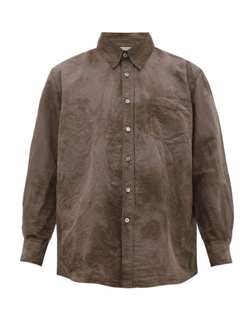Matchesfashion.com Our Legacy - Less Borrowed Tie Dyed Cotton Blend Shirt - Mens - Brown