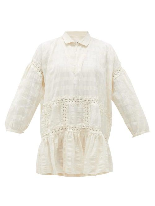 Matchesfashion.com Story Mfg. - Olga Crochet-insert Striped Cotton Dress - Womens - White