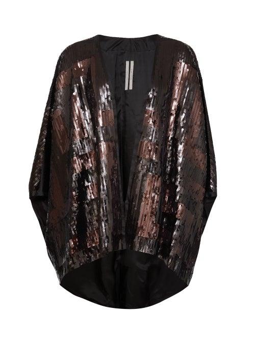 Matchesfashion.com Rick Owens - Tecmantle Sequinned Cape - Womens - Black Multi