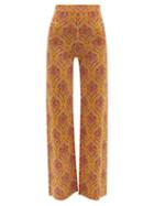 Paco Rabanne - Jacquard-knit Wide-leg Trousers - Womens - Yellow Multi