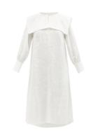 Ladies Beachwear Les Vacances D'irina - Ischia Sailor-collar Linen Midi Dress - Womens - White