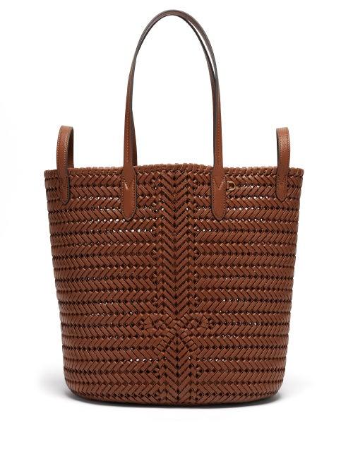 Matchesfashion.com Anya Hindmarch - The Neeson Small Two-way Woven-leather Tote Bag - Womens - Tan