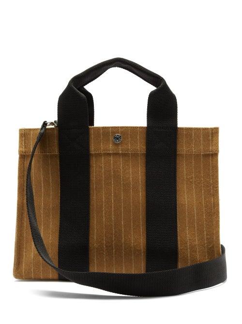 Matchesfashion.com Rue De Verneuil - Traveller Medium Pinstriped-flannel Tote Bag - Womens - Brown Multi