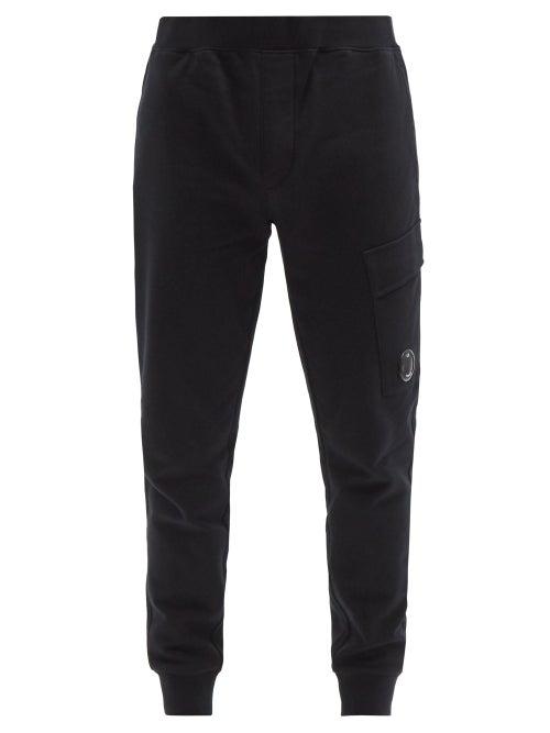 Matchesfashion.com C.p. Company - Goggle-lens Cotton-jersey Track Pants - Mens - Black