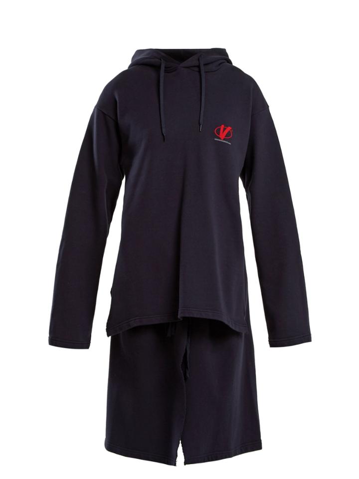 Vetements Hooded Cotton-blend Jersey Sweatshirt Dress