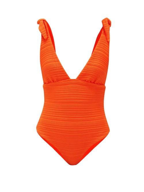 Matchesfashion.com Mara Hoffman - Daphne Tie-shoulder Swimsuit - Womens - Orange