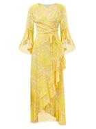 Matchesfashion.com Melissa Odabash - Cheryl Ruffled Leaf-print Maxi Wrap Dress - Womens - Yellow Print