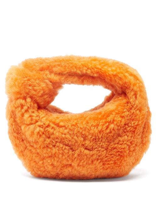 Bottega Veneta - Jodie Mini Shearling Clutch Bag - Womens - Orange