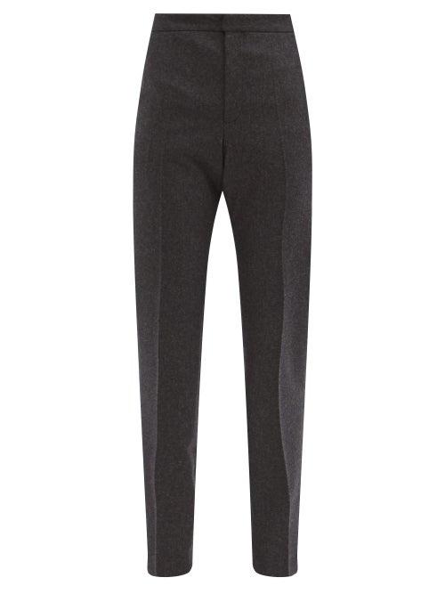 Matchesfashion.com Pallas Paris - Harvard High-rise Brushed-wool Trousers - Womens - Dark Grey