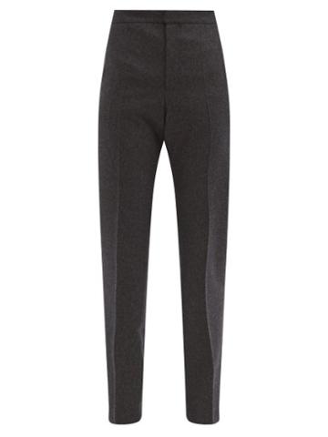 Matchesfashion.com Pallas Paris - Harvard High-rise Brushed-wool Trousers - Womens - Dark Grey