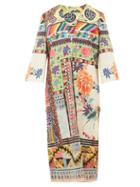 Matchesfashion.com Etro - Side-slit Floral-print Cotton Midi Dress - Womens - Multi