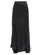 Matchesfashion.com Ann Demeulemeester - Asymmetric-hem Georgette Maxi Skirt - Womens - Black