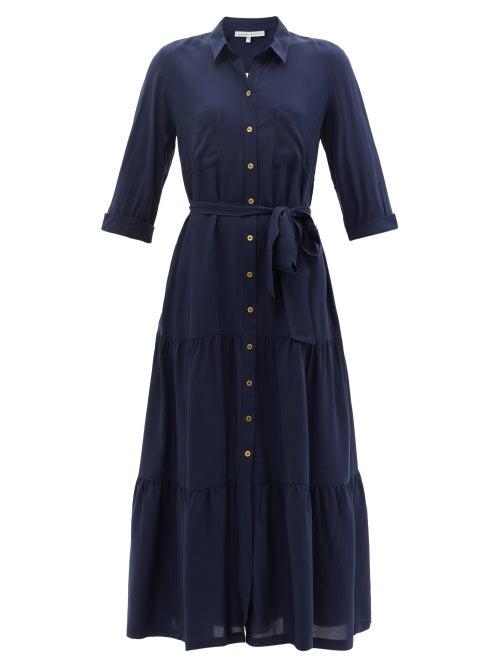 Ladies Beachwear Heidi Klein - Tiered Recycled-fibre Maxi Dress - Womens - Blue