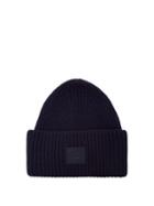 Matchesfashion.com Acne Studios - Pansy S Face Ribbed Knit Beanie Hat - Womens - Navy