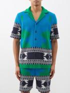 Alanui - Geometric-jacquard Cotton-piqu Shirt - Mens - Blue Multi